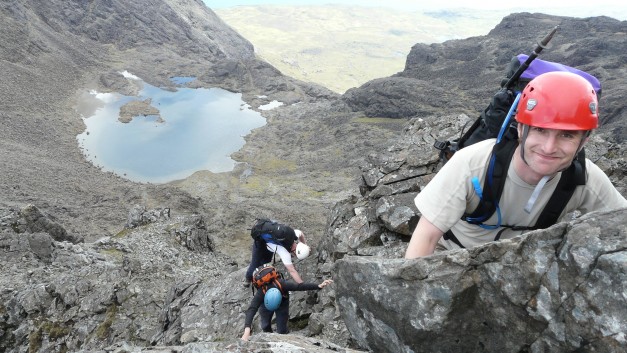 Ascending Sgurr Thearlaich Isle of Skye Cuillin Ridge