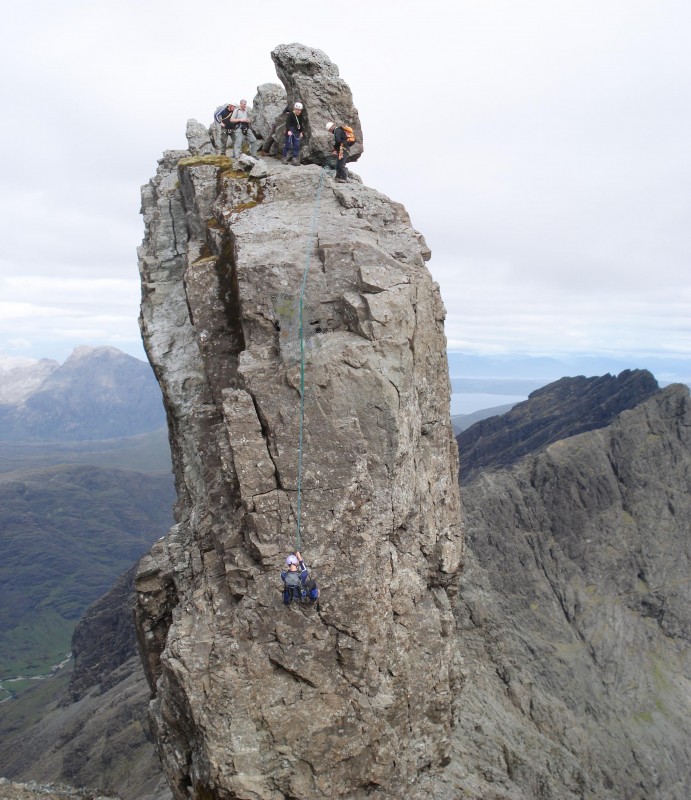 Descending the Innaccessible Pinnacle during the traverse of the Cuillin Ridge June 2007