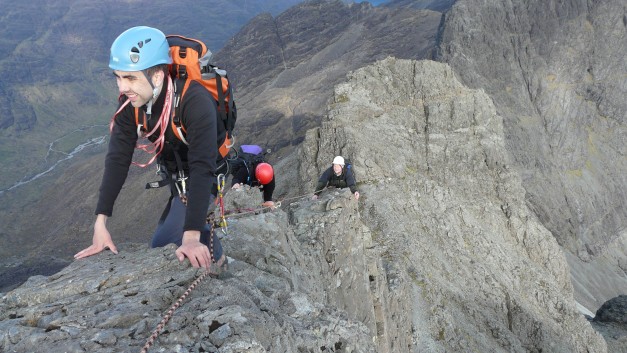 on the top section of the Innaccesible Pinnacle Cuillin Ridge Isle of Skye